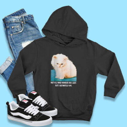 Funny Cat Not All Who Wander Are Lost Hoodie