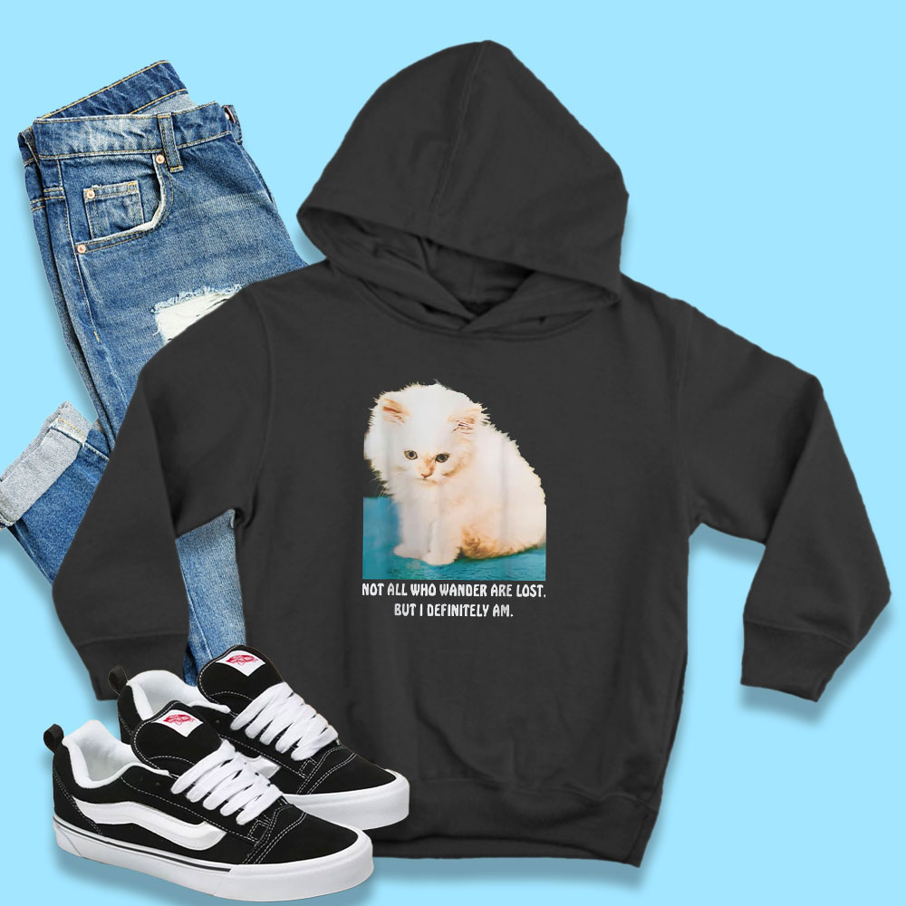 Funny Cat Not All Who Wander Are Lost Hoodie