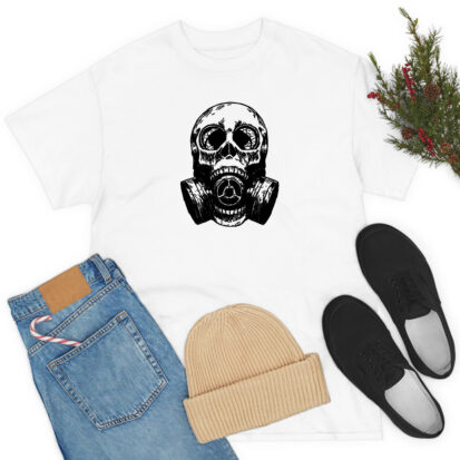Skull Mask gas mask white T Shirt