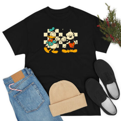 Checkered Donald And Mickey T Shirt